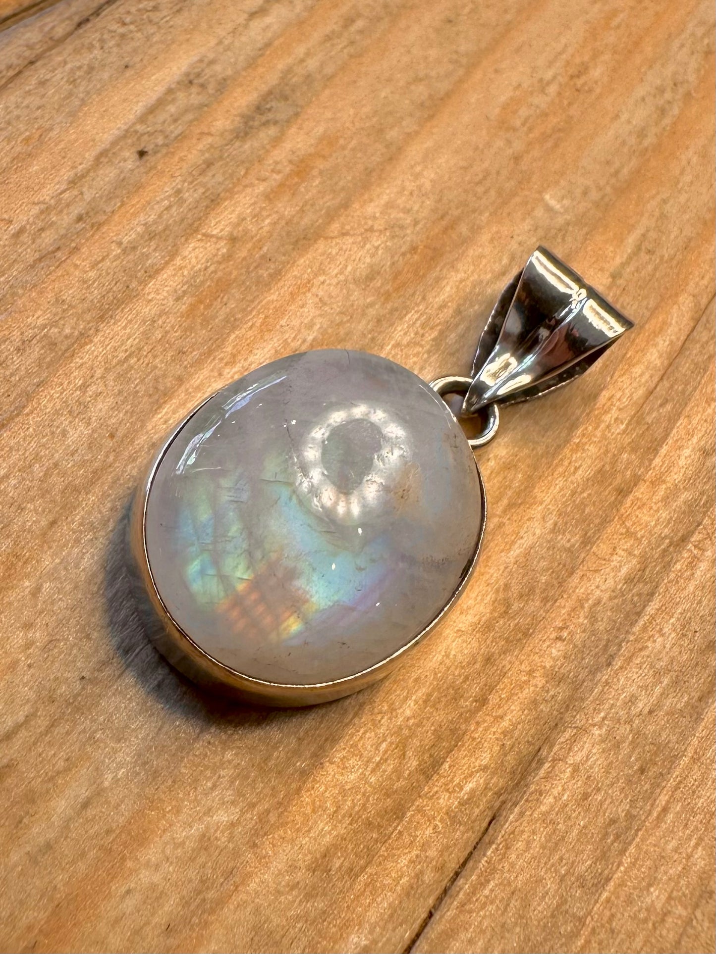 Vintage Moonstone Oval 925 Sterling Silver Pendant