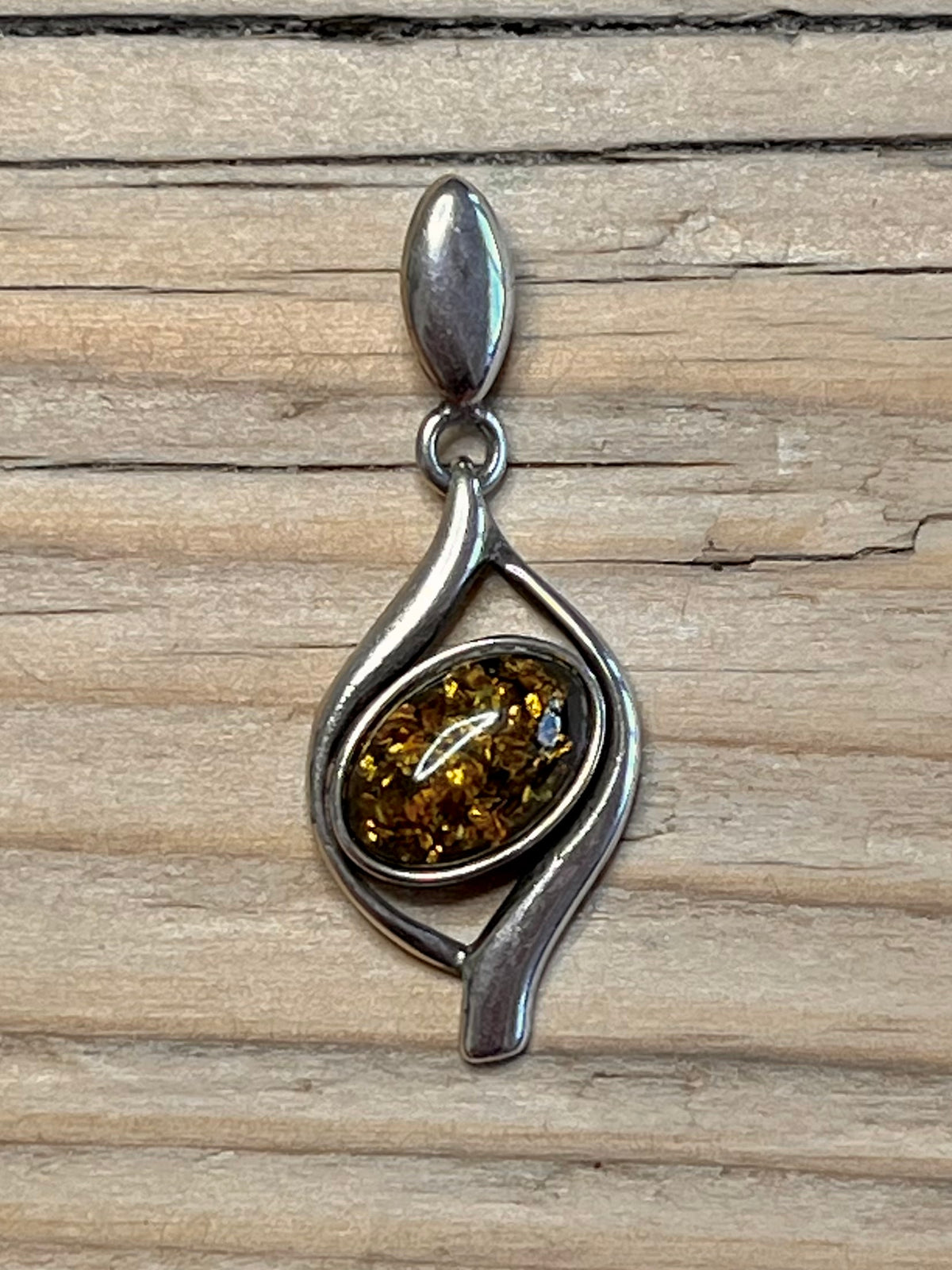 Yellow Amber 925 Sterling Silver Pendant