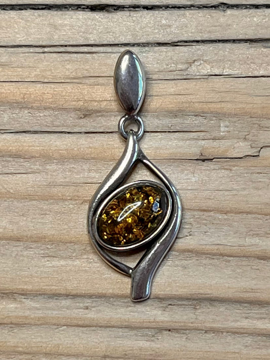 Yellow Amber 925 Sterling Silver Pendant