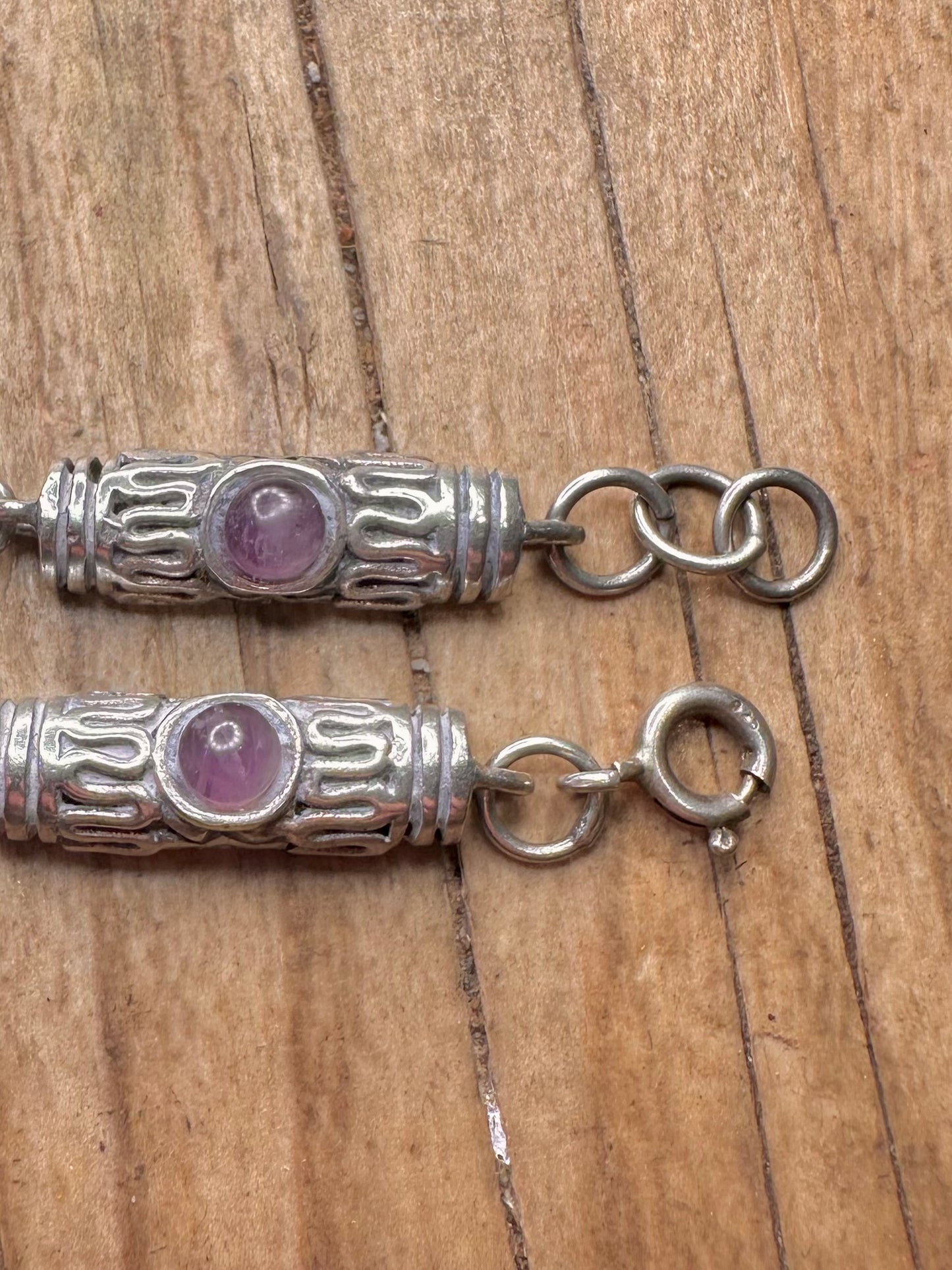 Vintage Amethyst Byzantinisch im Stammesstil 925 Sterling Silber 21 cm Armband