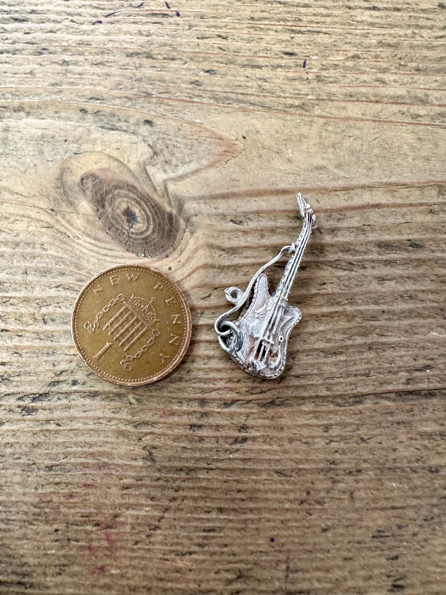 Vintage Guitar 925 Silver Charm Pendant