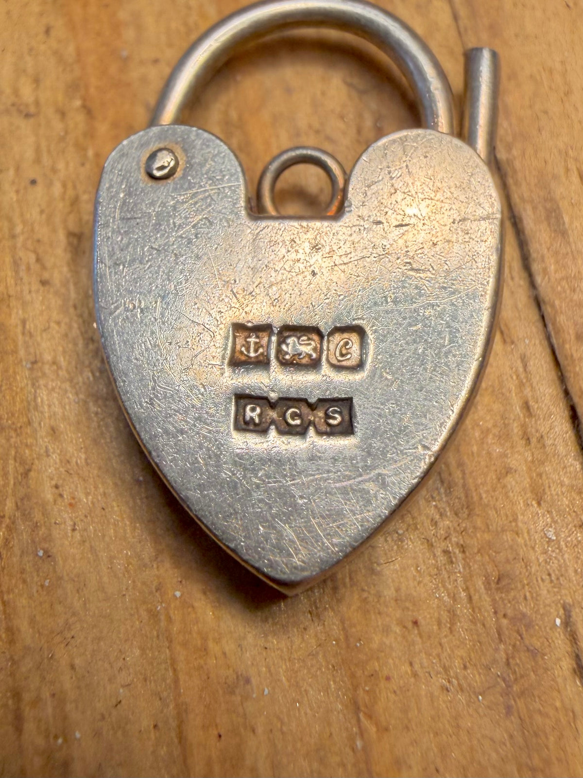 Heart Padlock 1977 Maker RCS Hallmarked 925 Sterling Silver Pendant