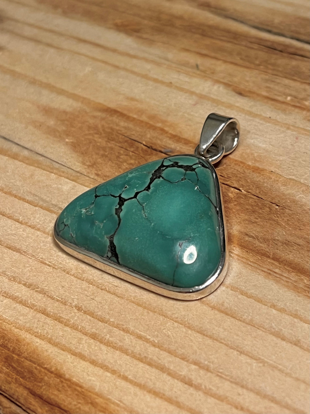 Triangular Turquoise 925 Sterling Silver Pendant