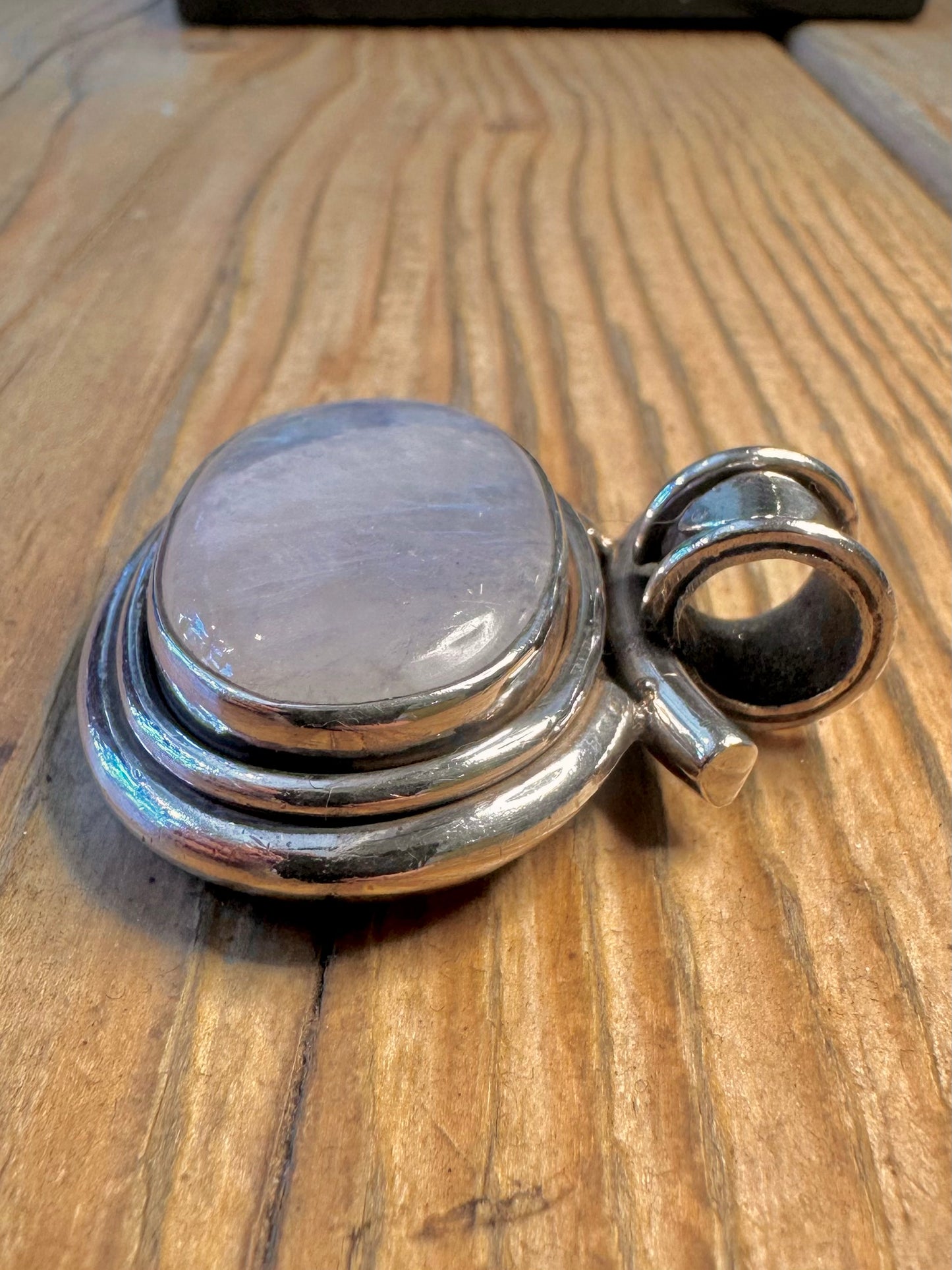 Large Rainbow Moonstone 925 Sterling Silver Pendant