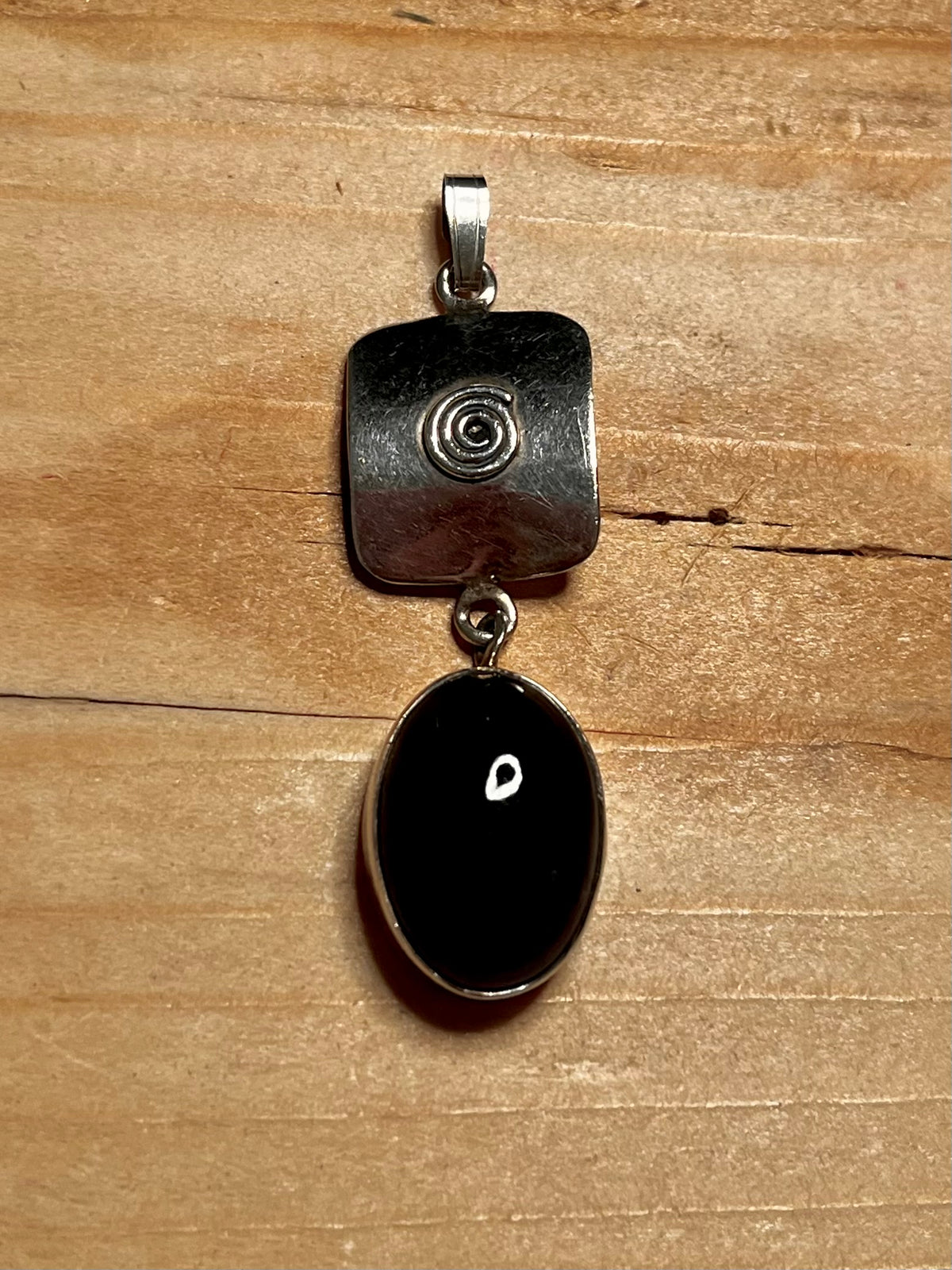 Dark Amethyst and Swirl 925 Sterling Silver Pendant