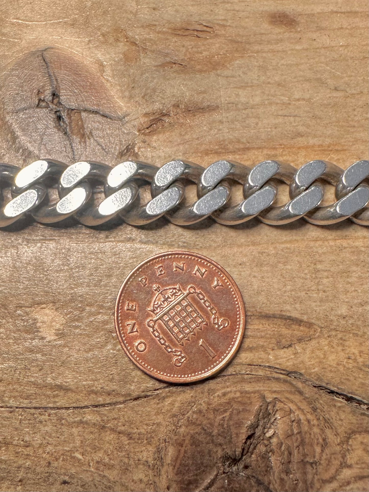 Vintage Heavy Chunky Curb Chain 925 Silver 22 inch Necklace