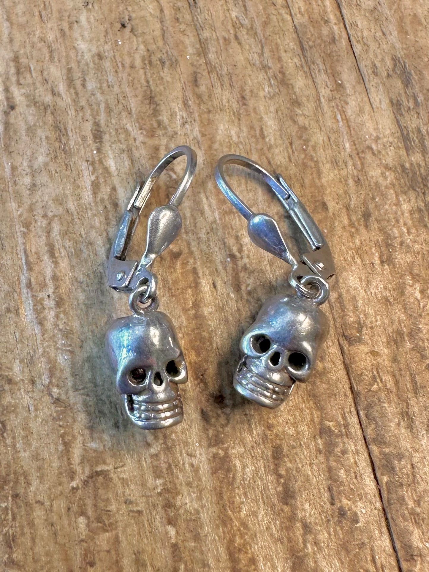 Skull Dangle 925 Sterling Silver Earrings