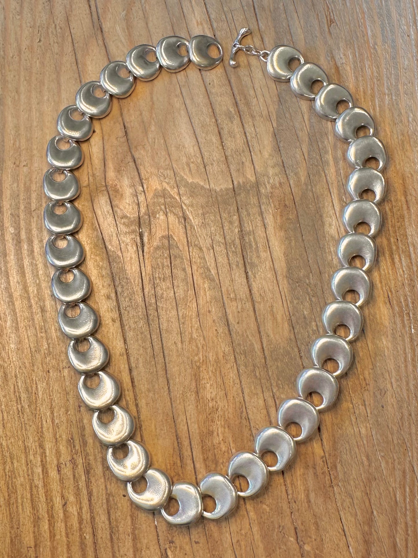 Stunning Robert Lee Morris Sculptured Disc T Bar Heavy 925 Sterling Silver 17.4 inch Necklace