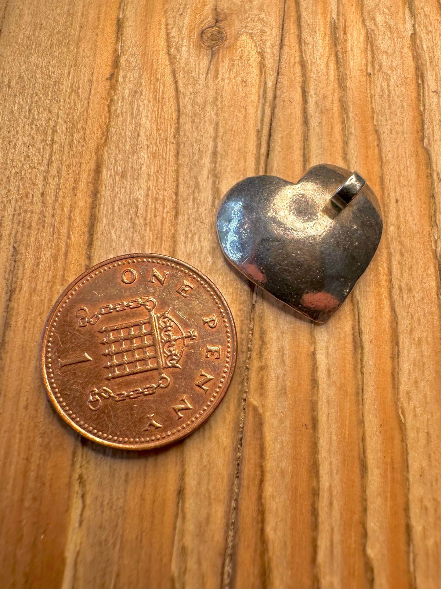 Abstract Hammered Heart 925 Sterling Silver Pendant