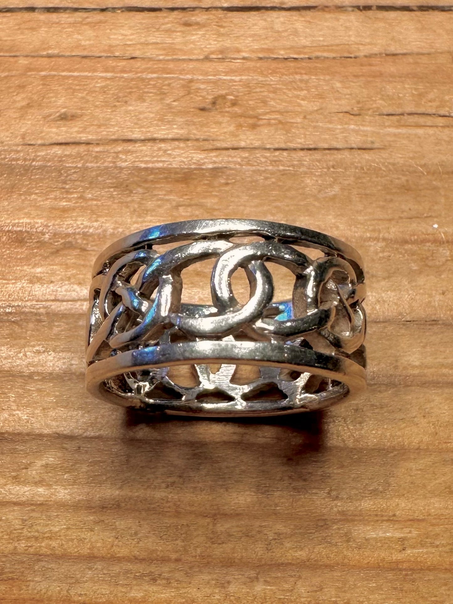 Vintage Celtic Band 925 Sterling Silver Size L Ring