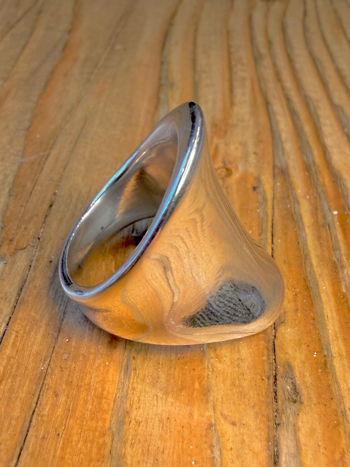 Modernist Large Curved 925 Sterling Silver Size U Ring