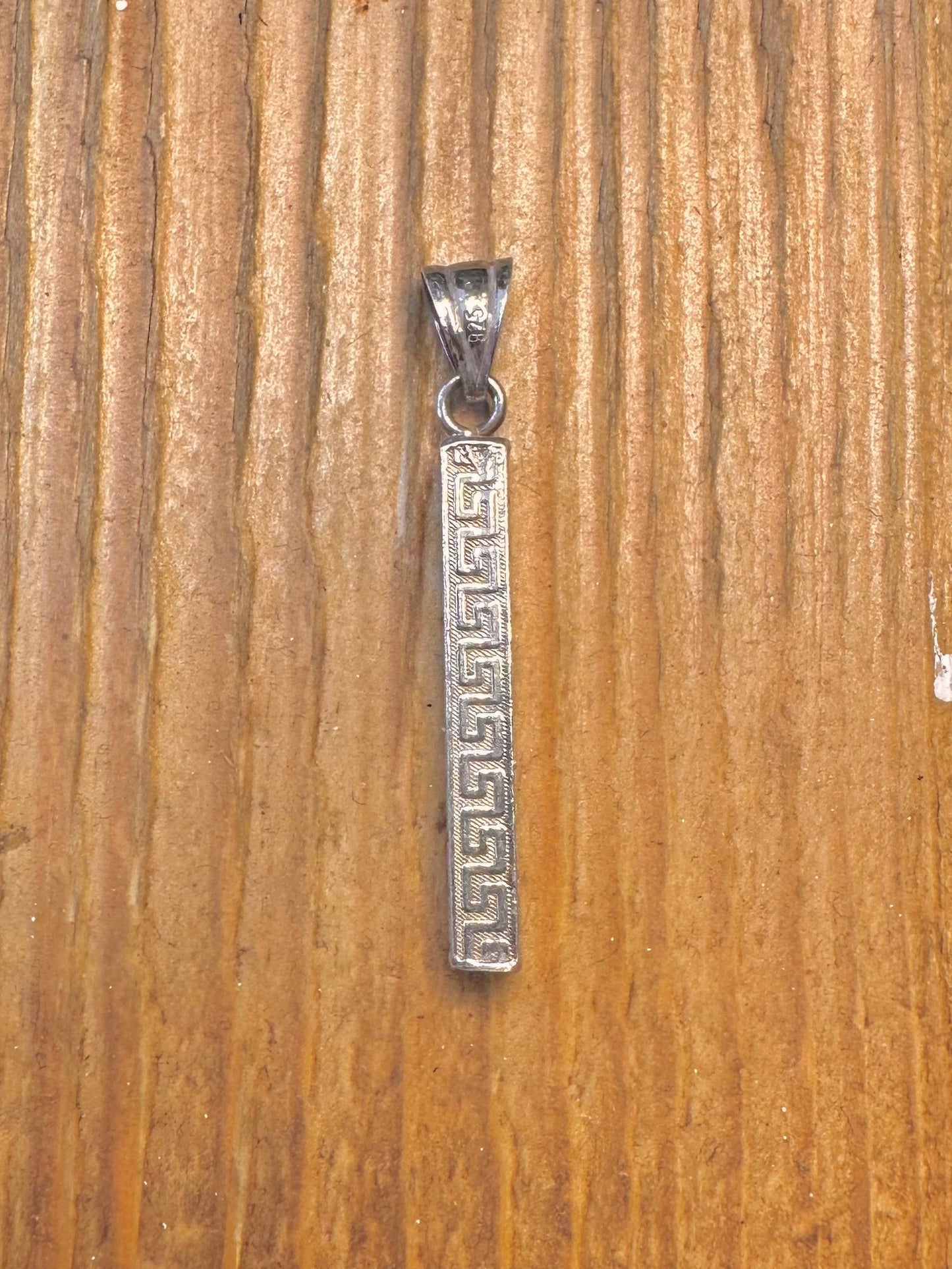 Greek Key Bar 925 Sterling Silver Pendant