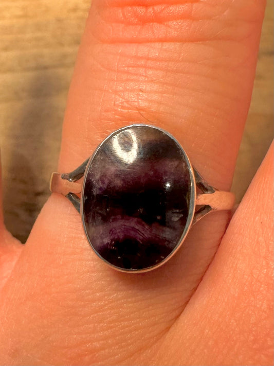 Vintage Blue John 925 Silver Size T Ring