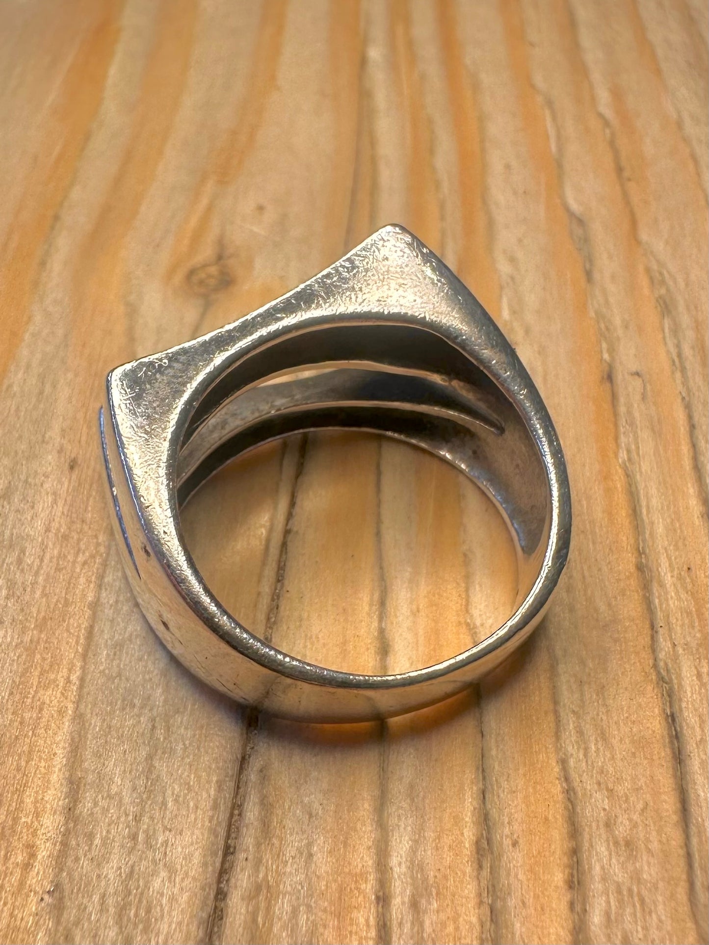 Abstract Overlapping 925 Silver Size P Ring