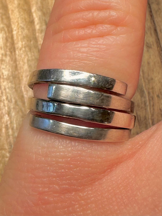 Abstract Overlapping 925 Sterling Silver Size K Ring