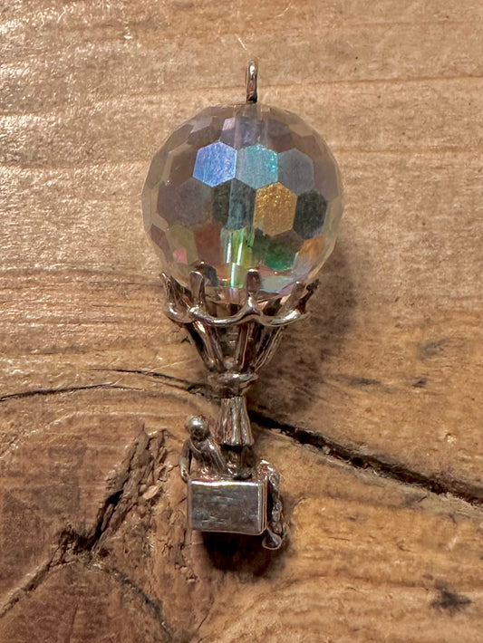 Vintage Crystal Hot Air Ballon 925 Silver Charm Pendant