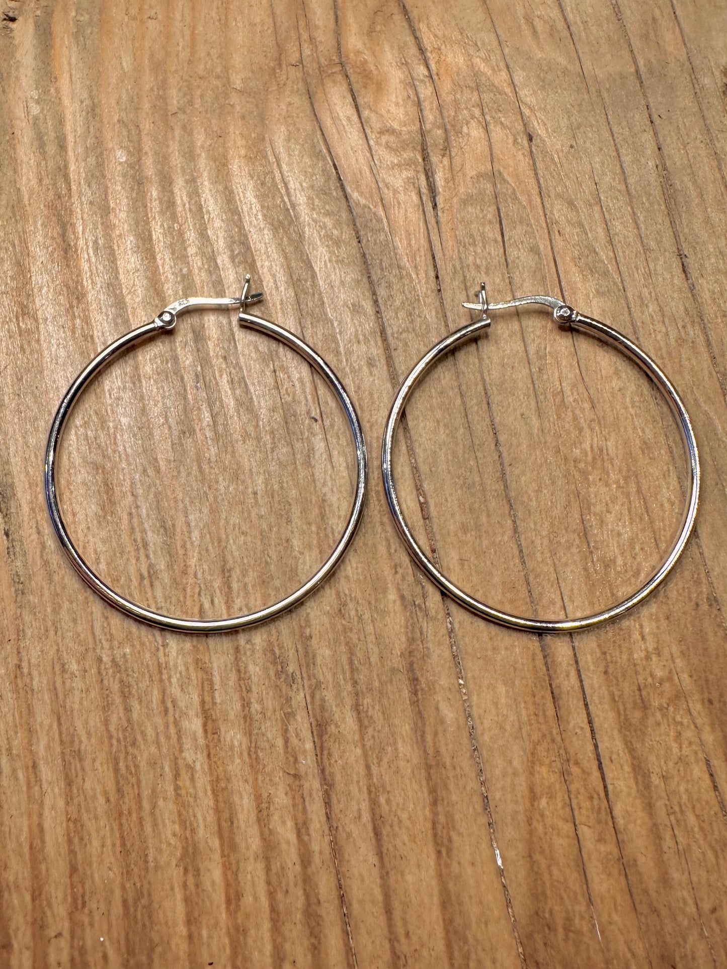 Vintage Large Hoops 925 Sterling Silver Earrings