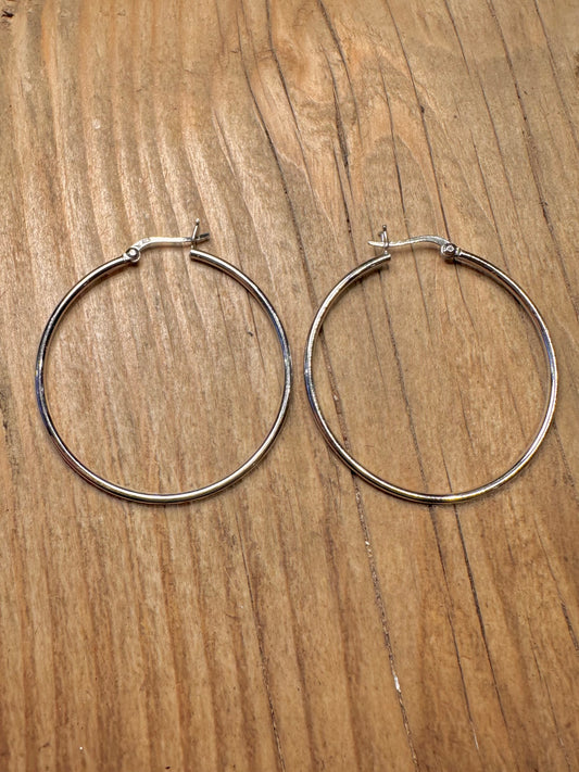 Vintage Große Kreolen 925 Sterling Silber Ohrringe