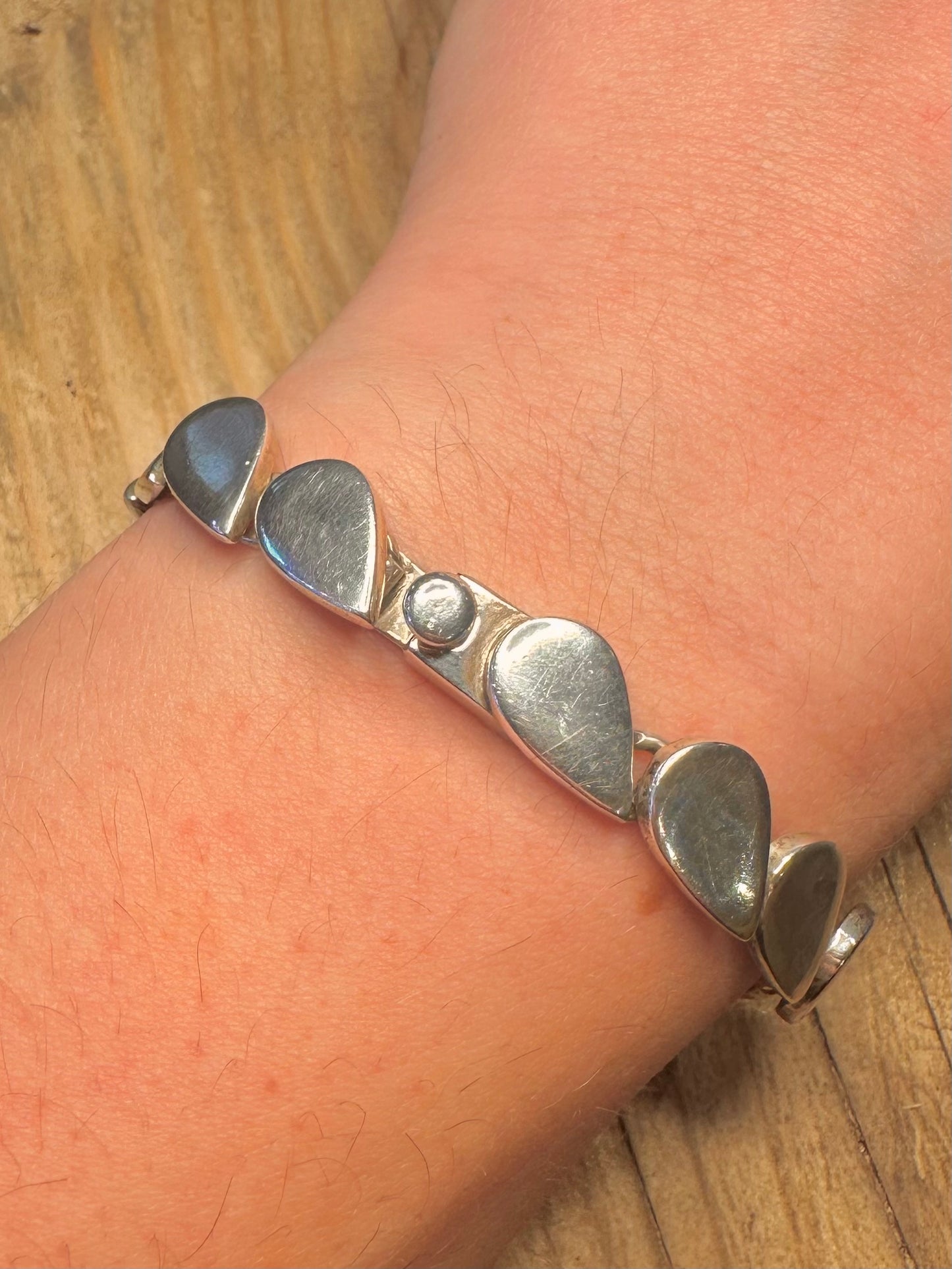 Abstract Modernist Link 925 Sterling Silver 925 Sterling Silver Mexico 7 inch Bracelet