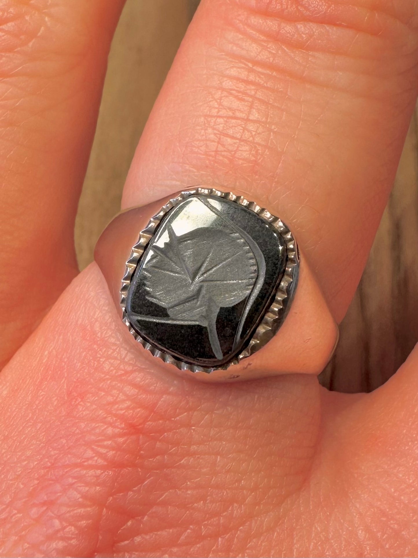 Vintage Intaglio Onyx Signet 925 Sterling Silver Size U Ring