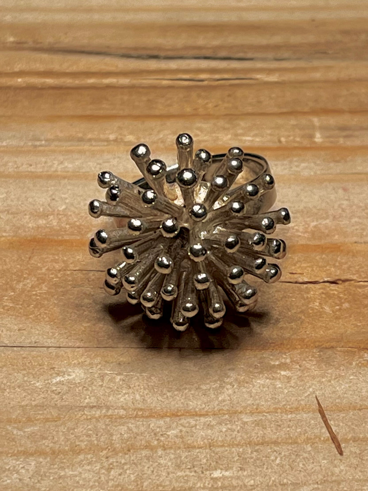 Modernist Starburst 925 Sterling Silver Size R Ring