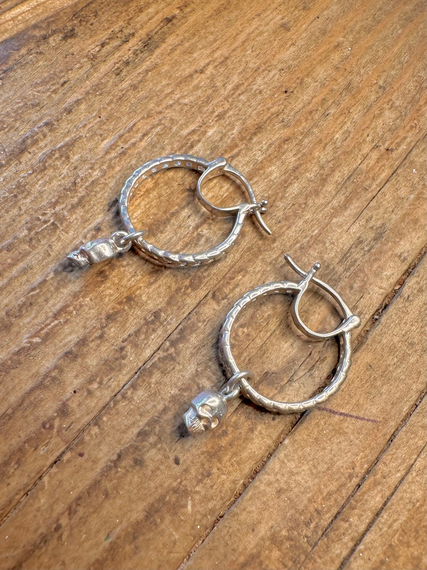 Cable Chain Style with Skulls 925 Sterling Silver Earrings