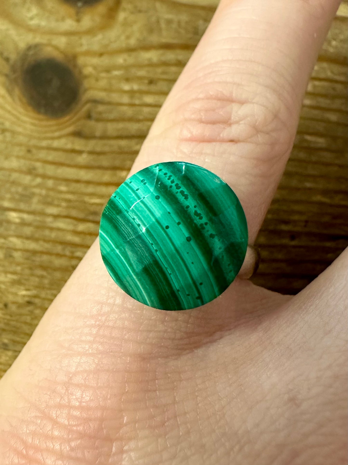 Modern Faceted Malachite 925 Silver Size O Ring