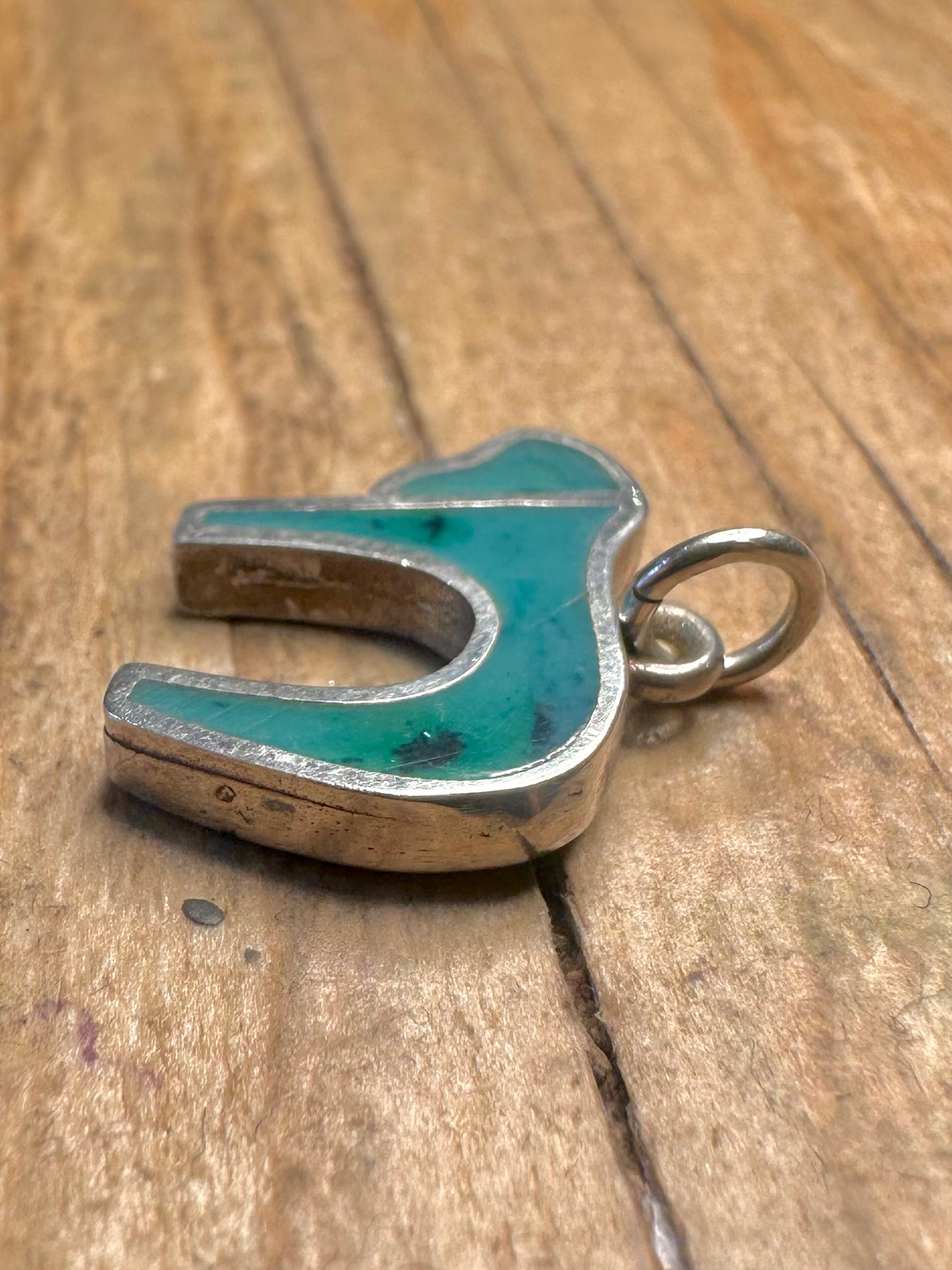 Vintage Chai Blue Inlay 925 Sterling Silver Pendant