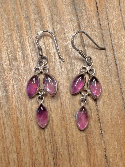 Vintage Amethyst Dangle 925 Sterling Silver Earrings