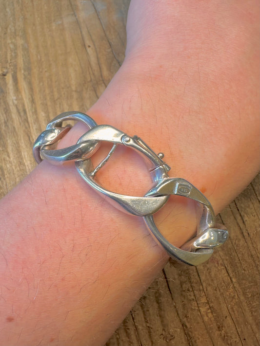 Chunky Chain 1960’s Friedrich Binder German 835 Silver 8 inch Bracelet