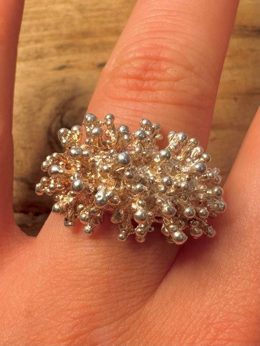 Abstract Coral Style 925 Silver Size P Ring