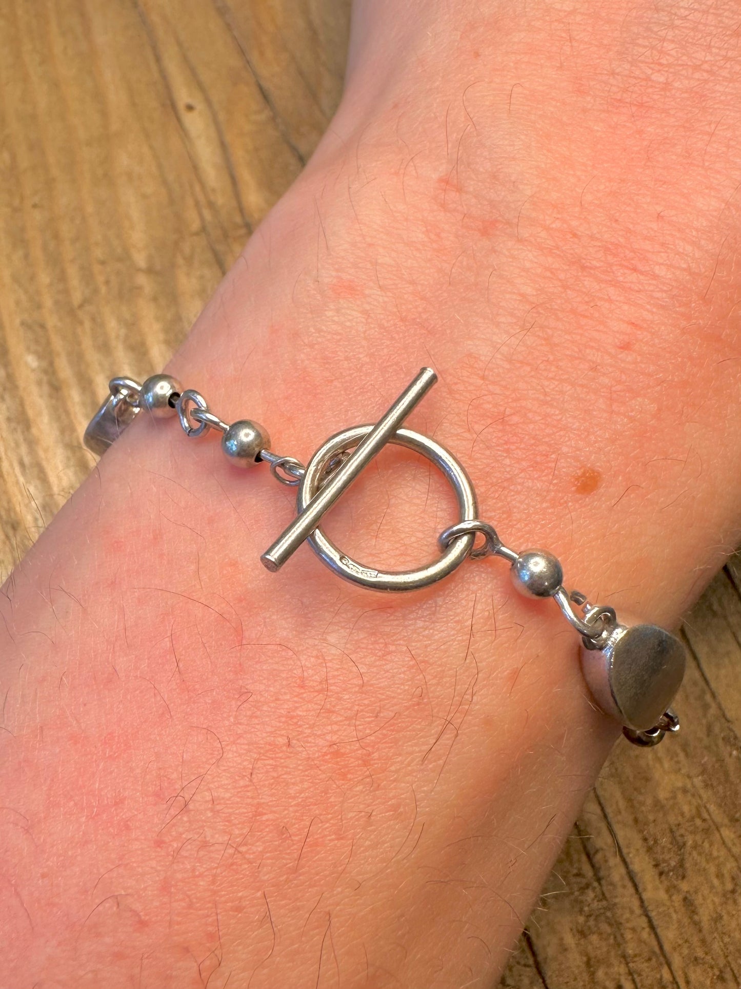 Perlmutt-Einlage, ovale Glieder, 925 Sterling Silber, 19,8 cm Armband
