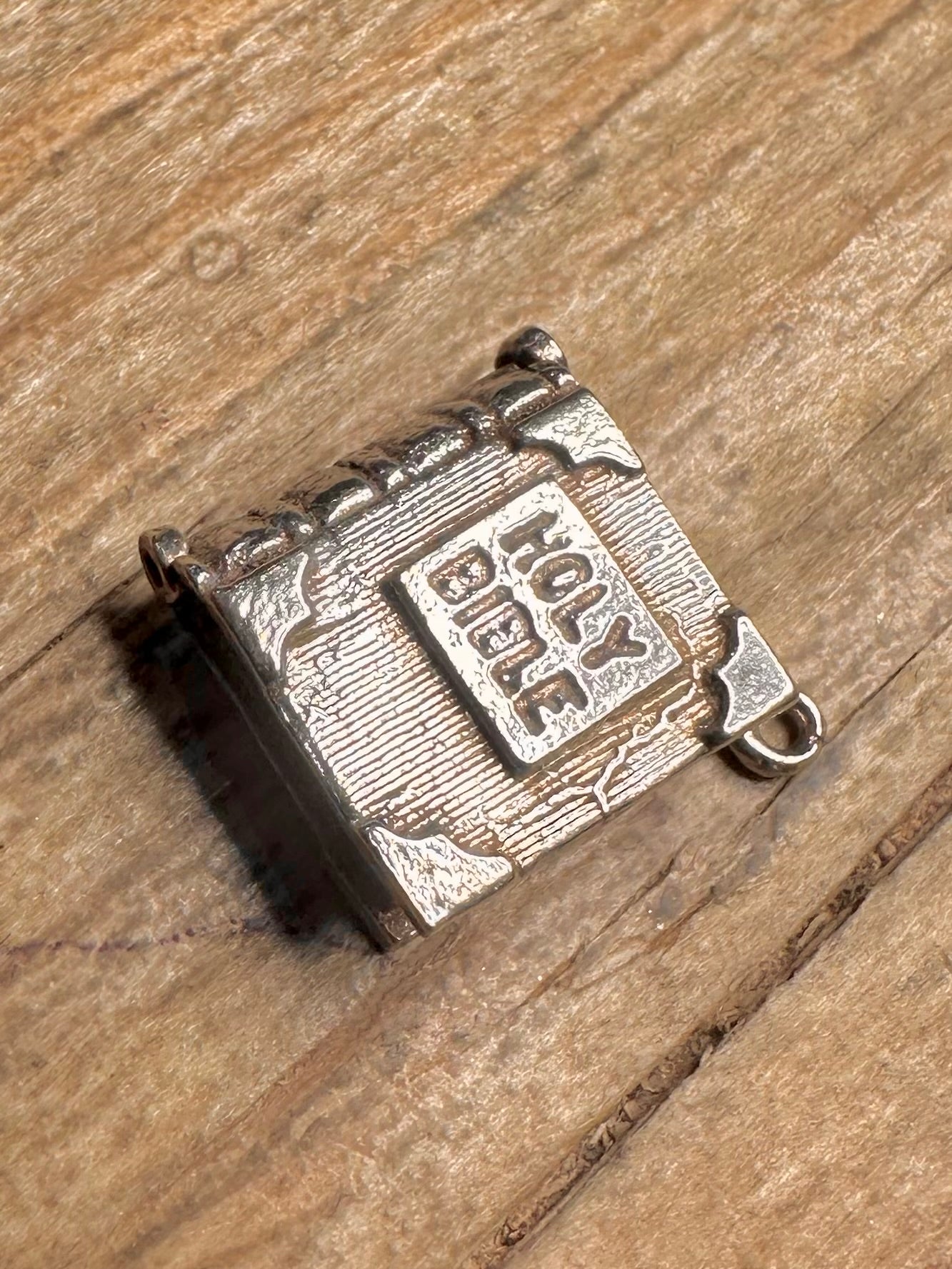 Vintage Holy Bible Book 925 Sterling Silver Charm Pendant