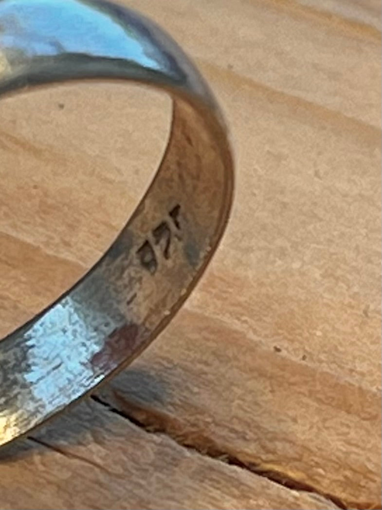 Moon Face Carved Peach Colour  925 Sterling Silver Size R Ring