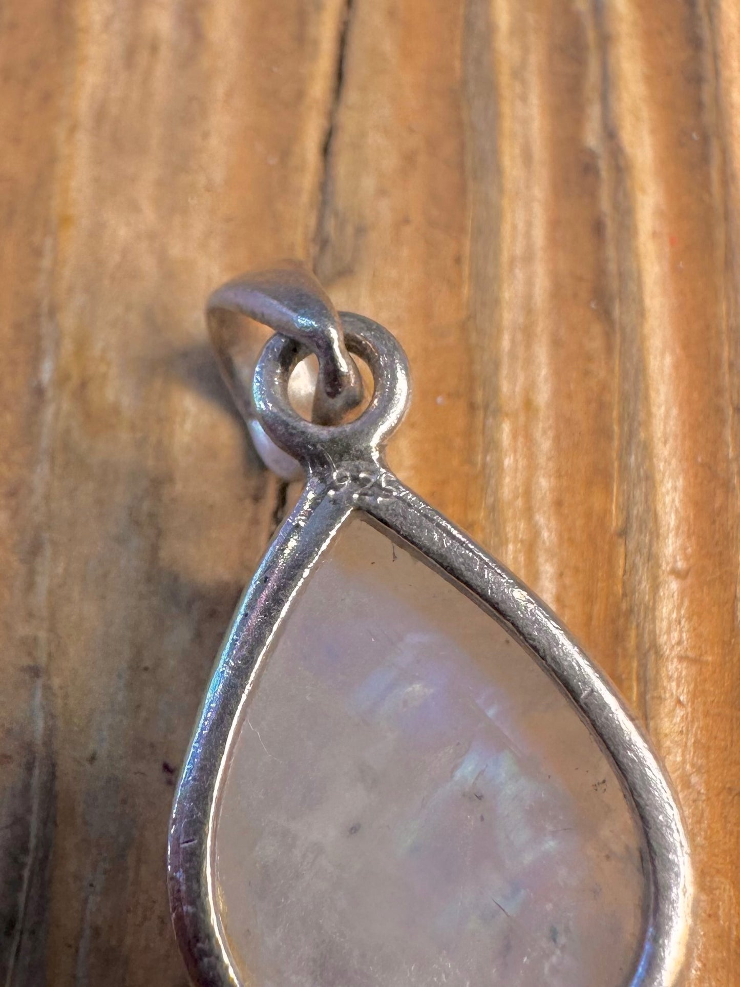 Rainbow Moonstone Teardrop 925 Sterling Silver Pendant
