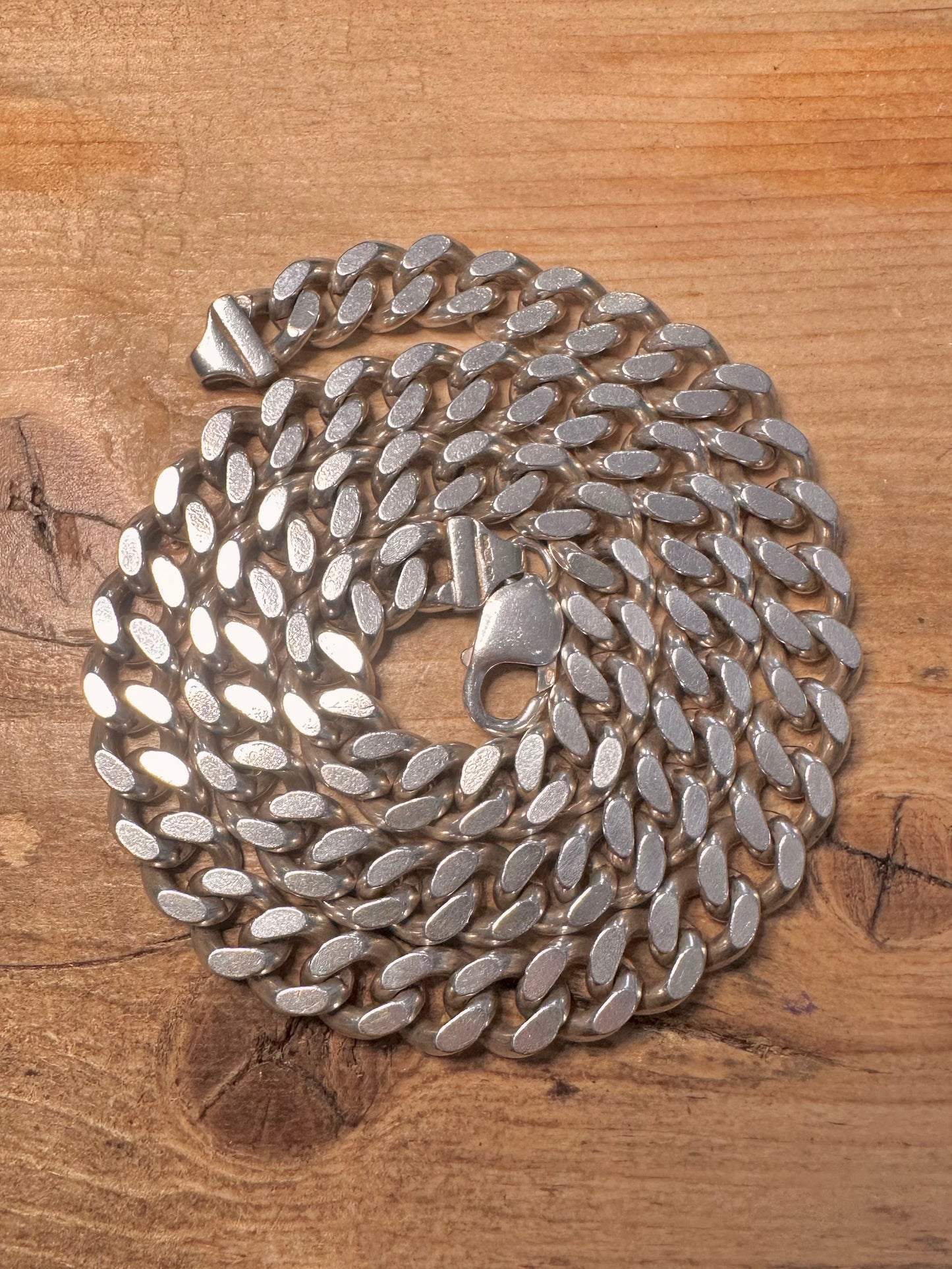 Vintage Heavy Chunky Curb Chain 925 Silver 22 inch Necklace