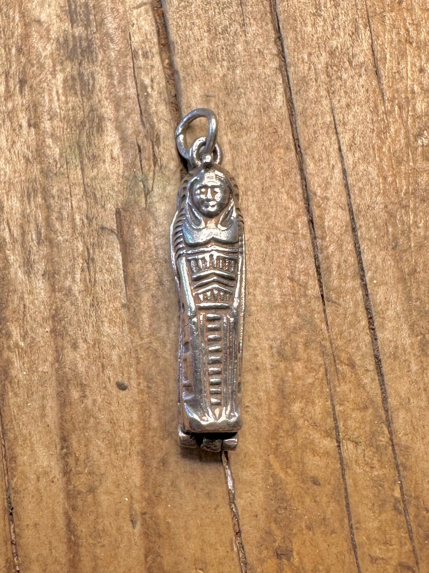 Egyptian Revival Hinged Sarcophagus 925 Sterling Silver