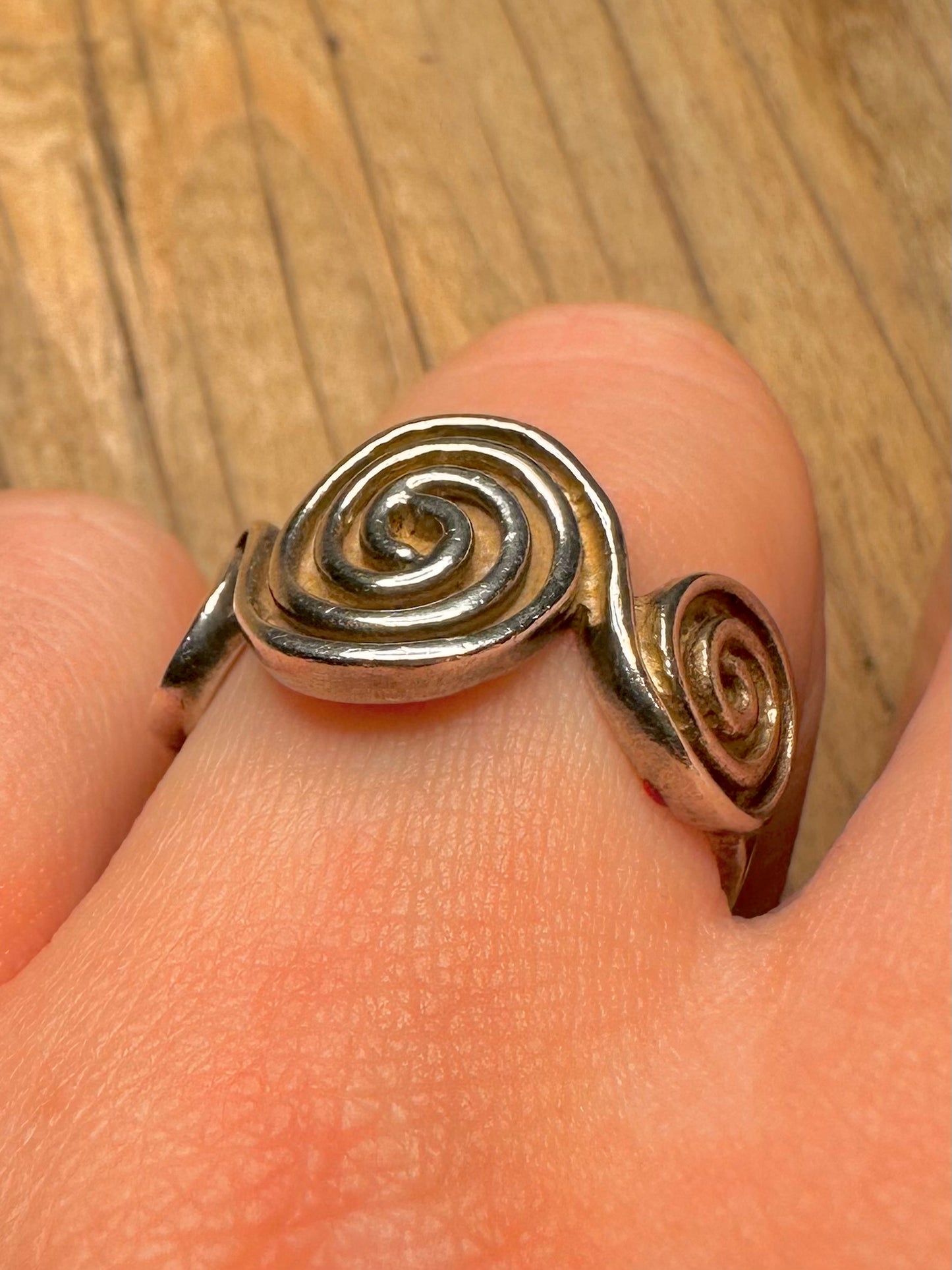 Vintage Swirl 925 Sterling Silver Size S Ring