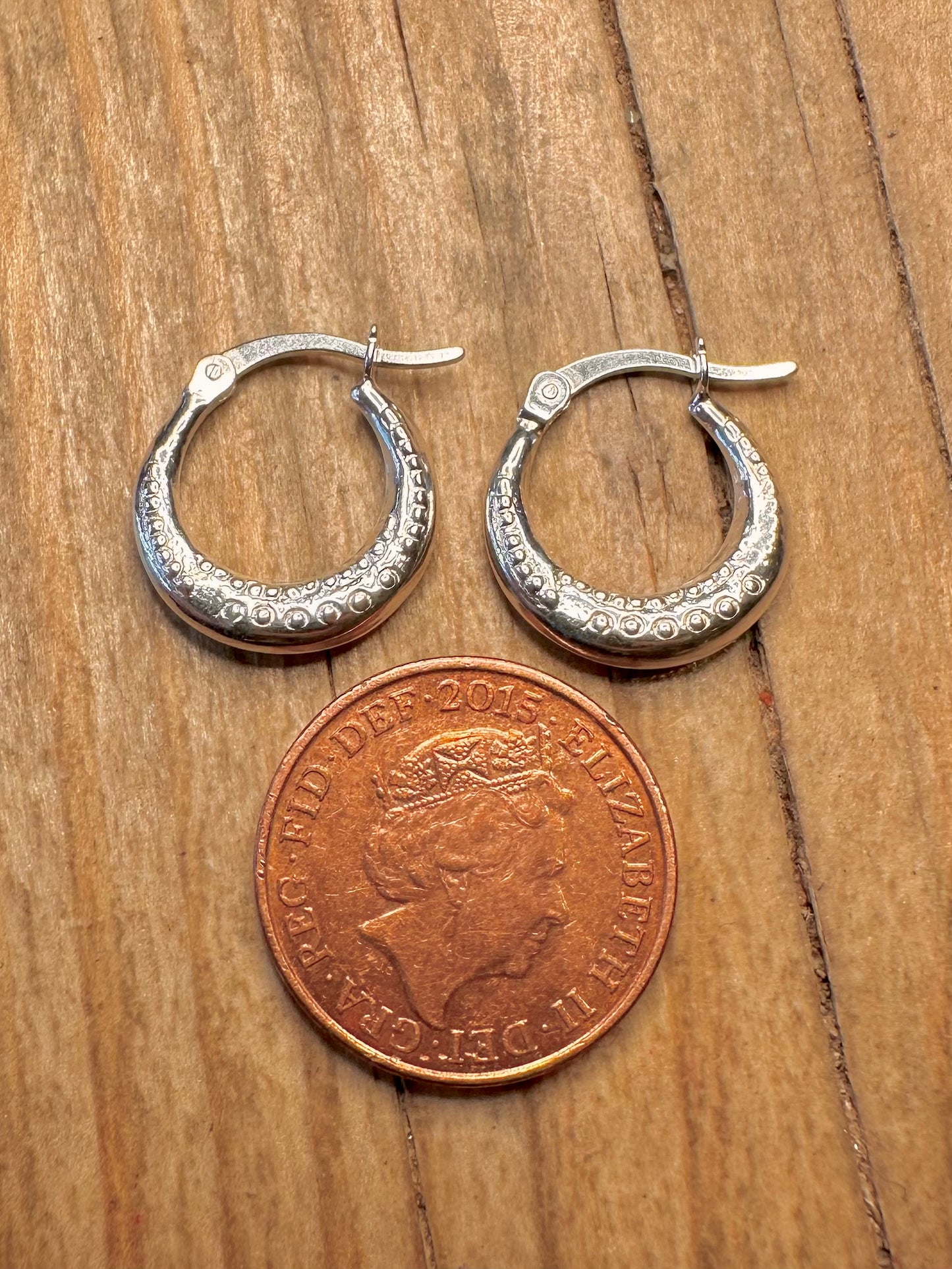 Modern Textured Small Hoops 925 Sterling Silver Earrings