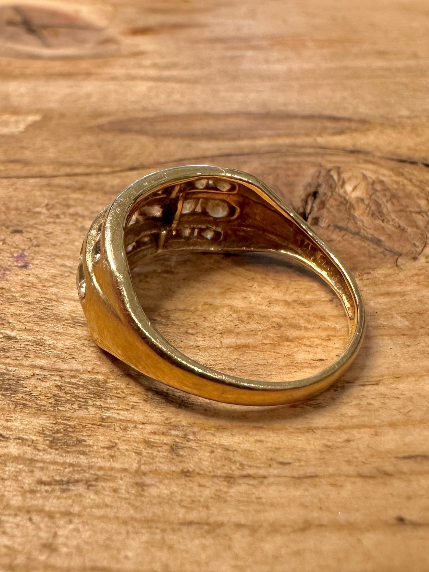 Modern 2004 14ct Gold White Stones 585 Size N1/2 Ring