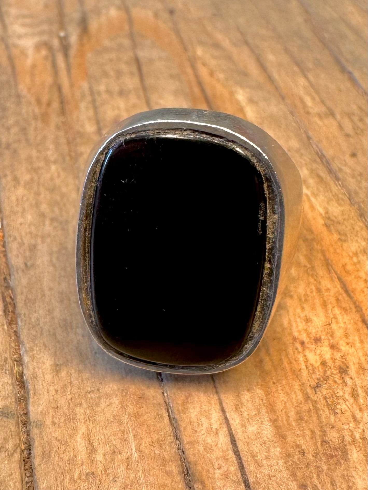 Vintage Onyx Siegelring 925er Sterlingsilber Größe P