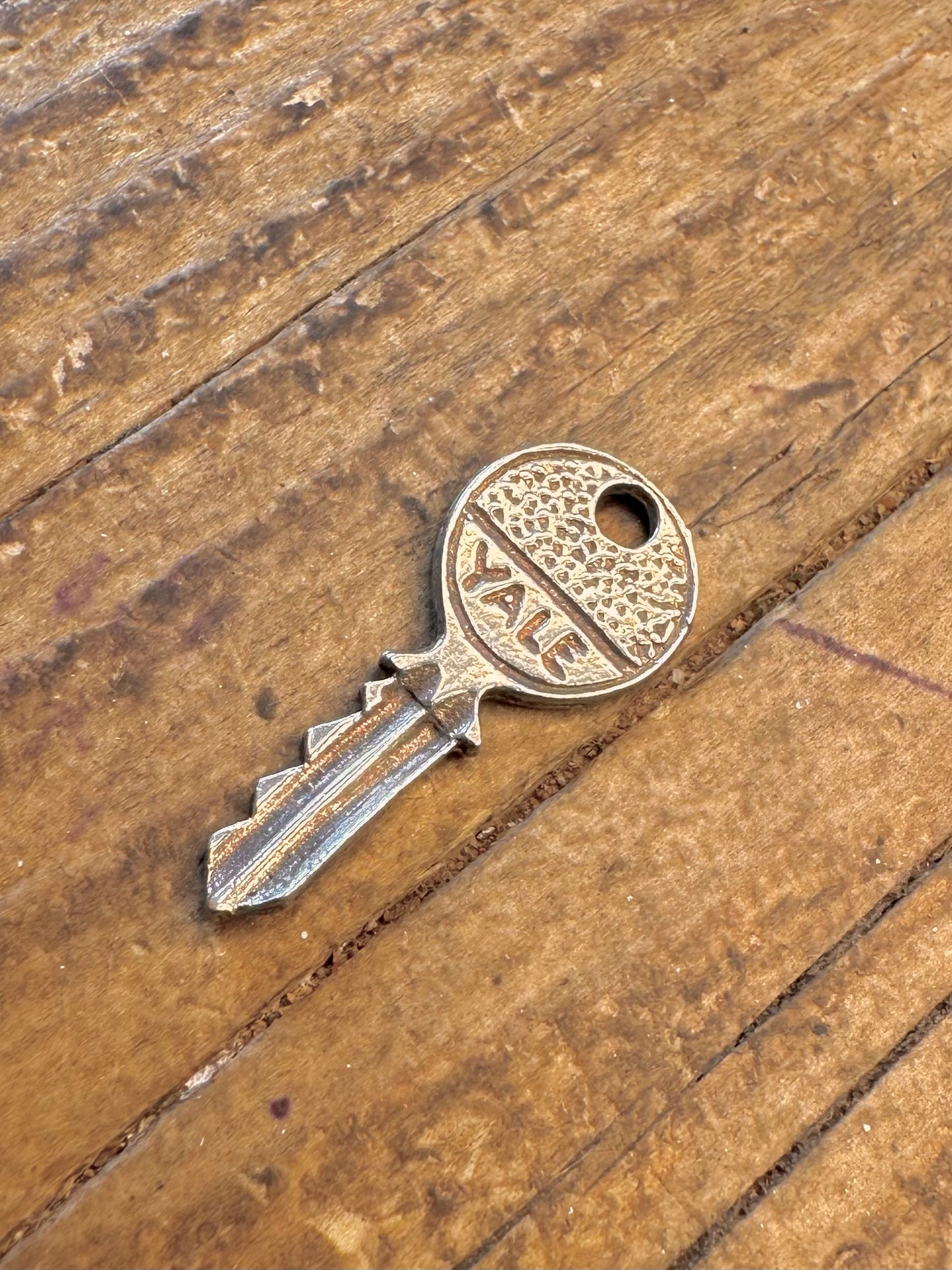 Yale Textured Key 925 Sterling Silver Charm Pendant