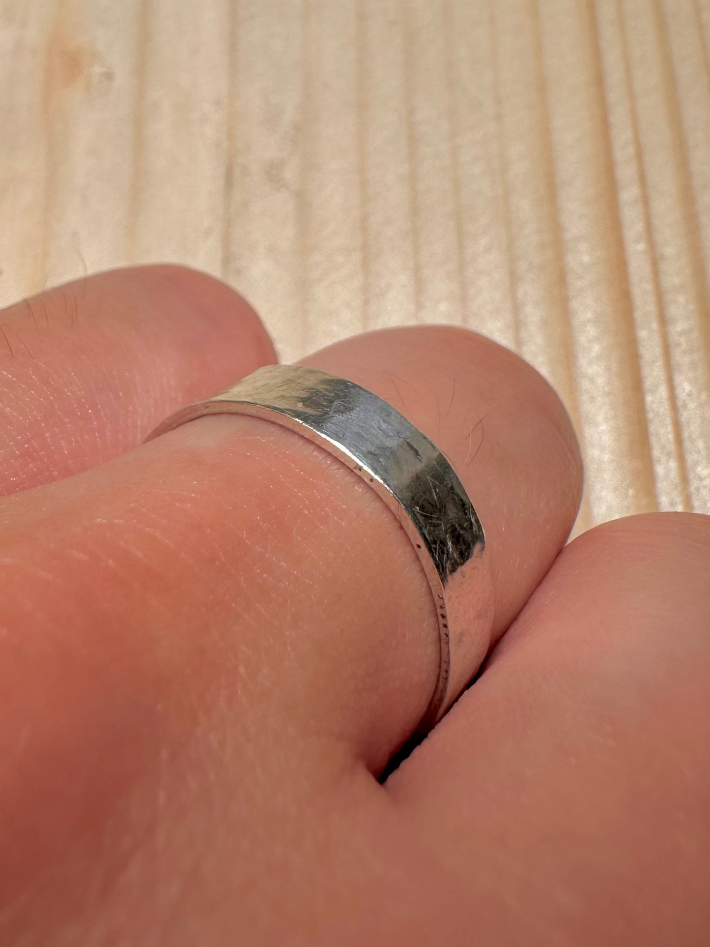 Hammered Band 925 Sterling Silver Size U Ring