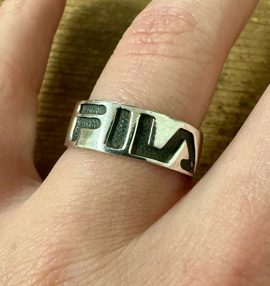 Vintage FILA Band 925 Silver Size T Ring