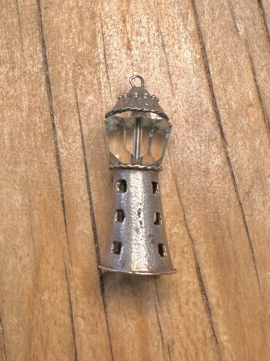 Vintage Lighthouse Crystal 925 Sterling Silver Charm Pendant