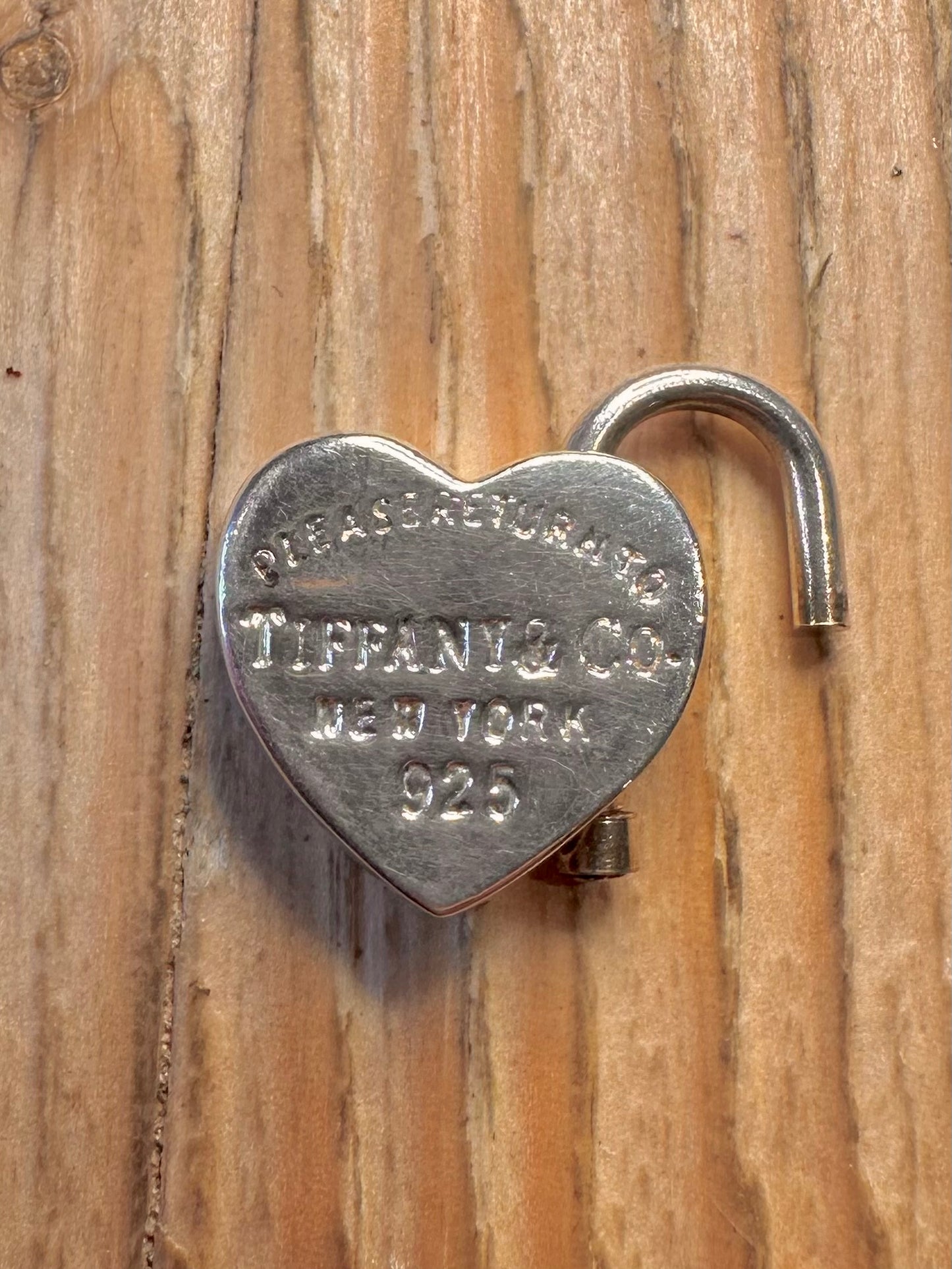 Vintage Tiffany & Co Heart Padlock 925 Sterling Silver Pendant