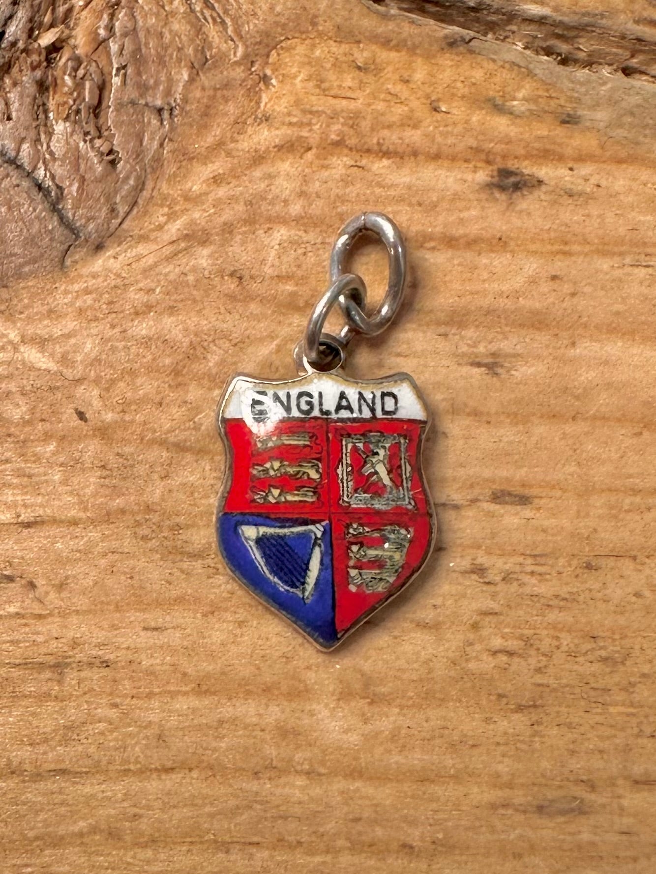 Vintage England Enamel Crest 925 Silver Pendant