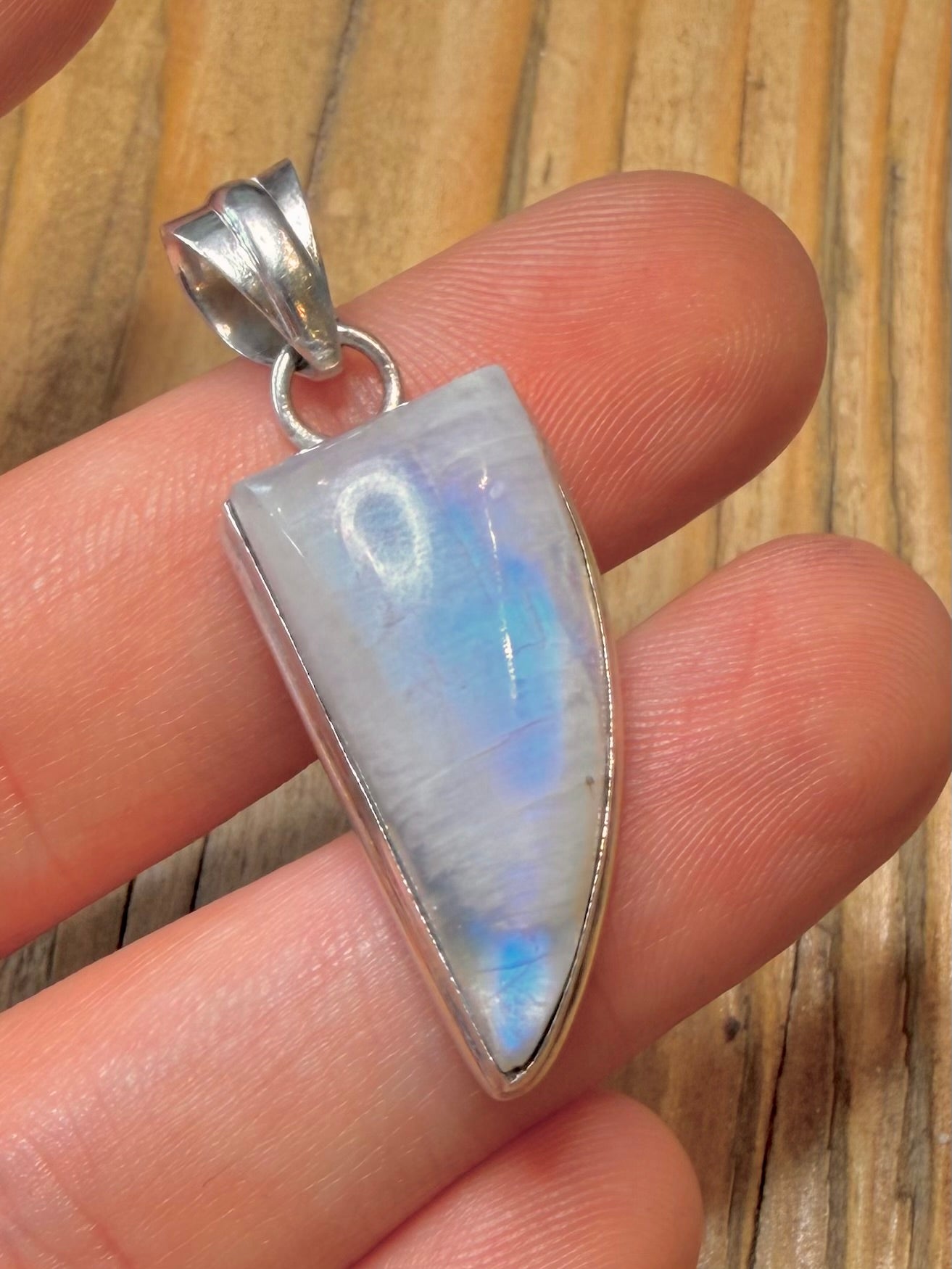 Moonstone Curved 925 Sterling Silver Pendant