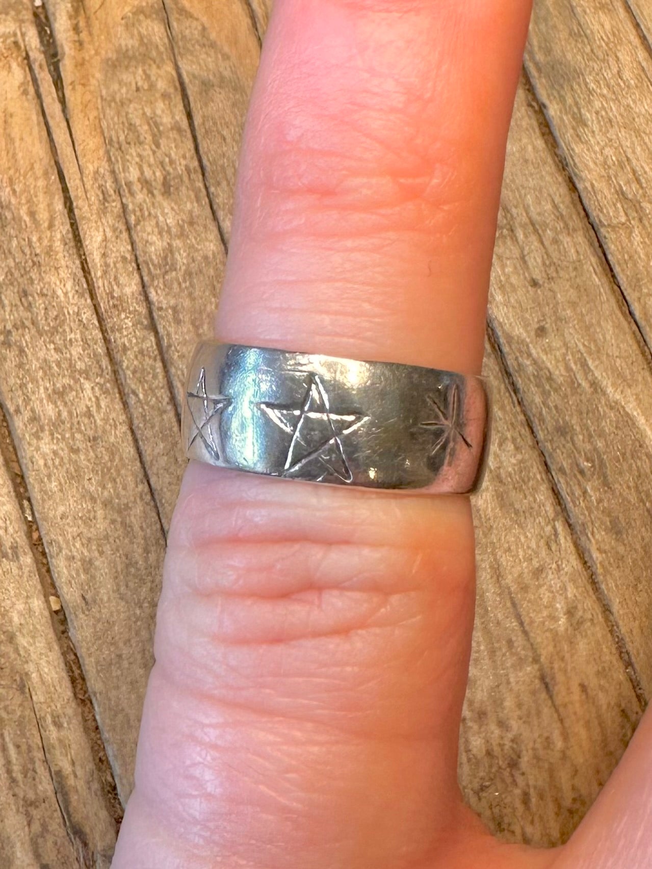 Star and Moon Band 925 Sterling Silver Size H Ring