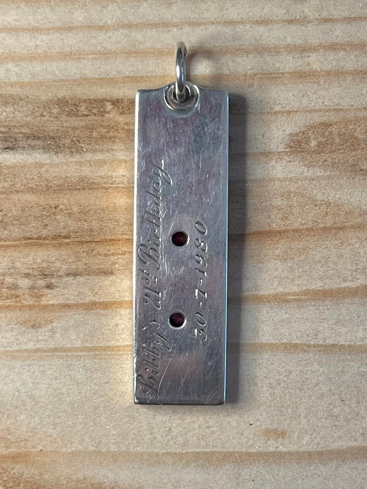 Ingot Garnet 1980 Maker SHS London 925 Sterling Silver Pendant